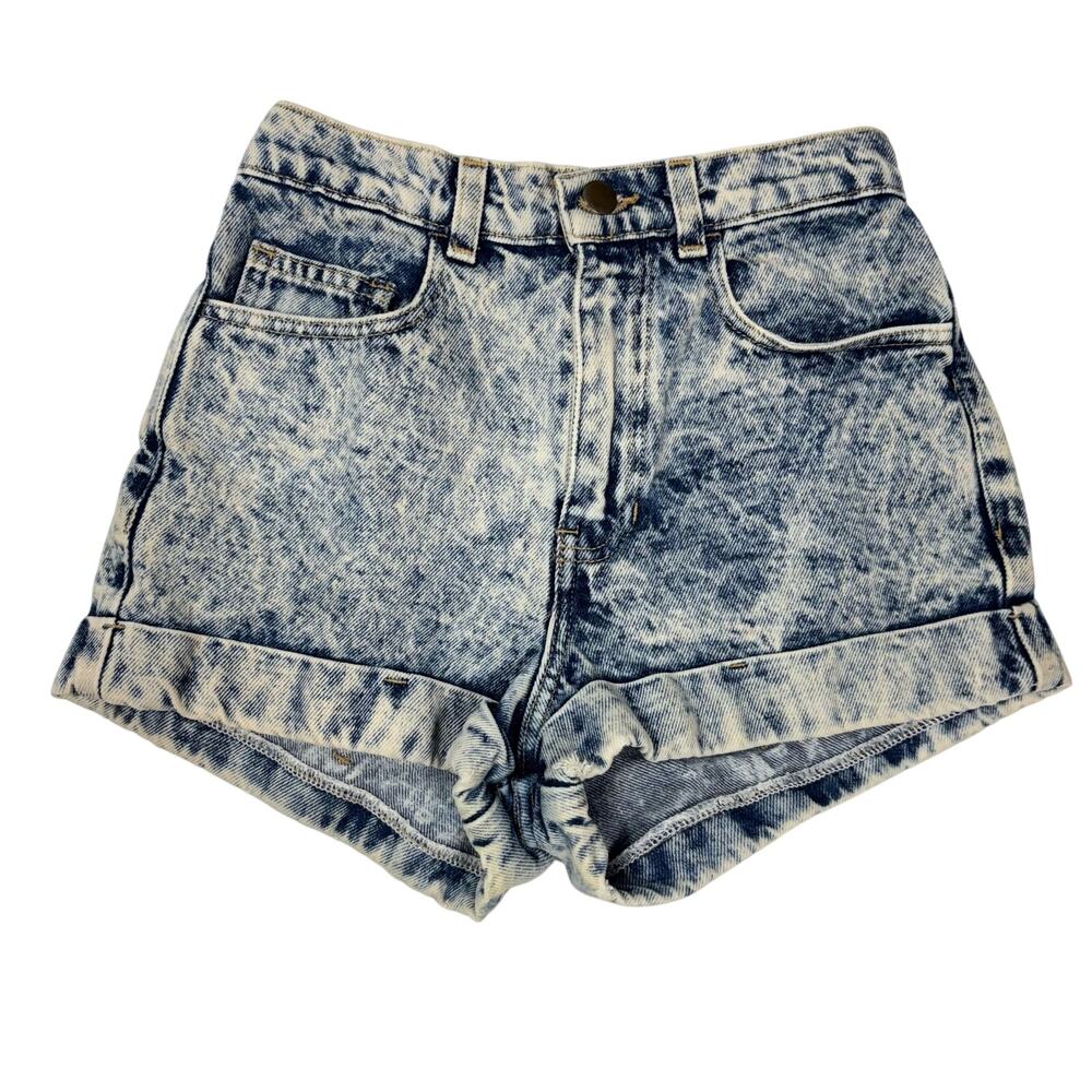 Vintage American Apparel Acid Wash Jean Shorts Women's Size 25 High Rise Cuffed